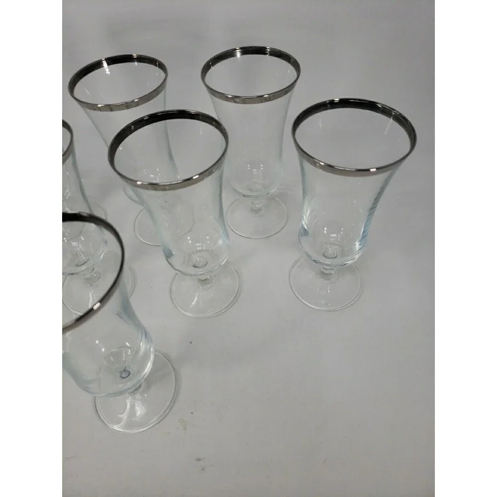 French Crystal Platinum Rim Cocktail or Dessert Parfait Glasses Marked France